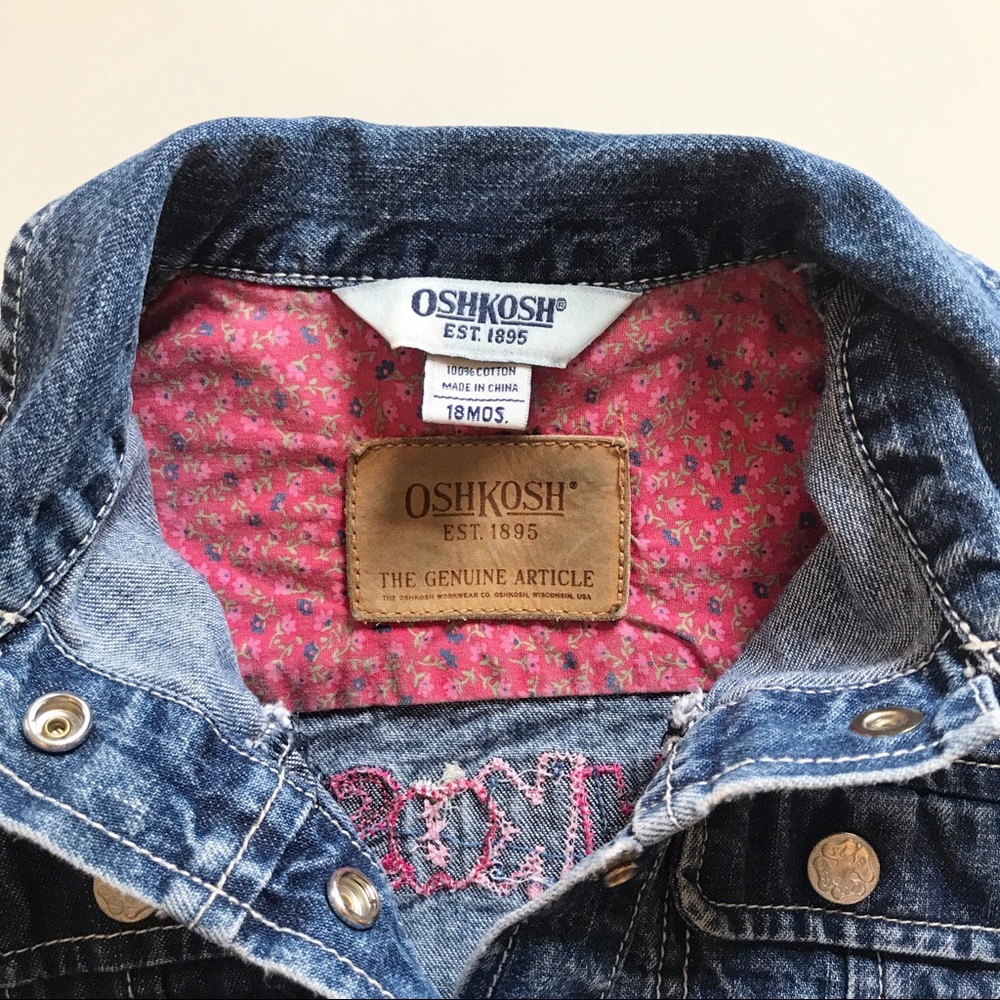 Vintage Oshkosh Flower Patch Denim Jacket | 12-18m - Picture 6 of 6